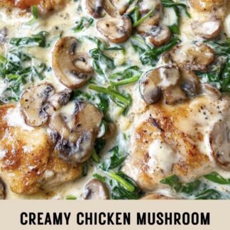 Keto Creamy Chicken Mushroom Spinach Bowl (Gluten Free)